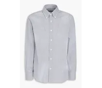 Printed cotton-poplin shirt - Blue