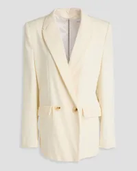 GALVAN Double-breasted chain-embellished wool-crepe blazer - White White