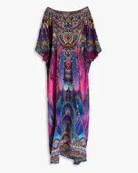 Camilla Embellished printed silk crepe de chine kaftan - Purple Purple