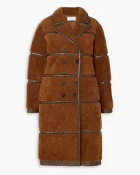 LVIR Double-breasted faux leather-trimmed faux shearling coat - Brown Brown