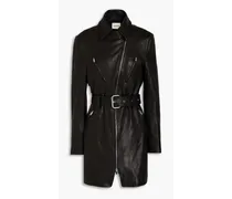 Belted leather mini dress - Black