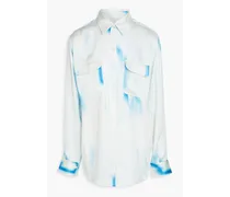 Signature printed silk-satin shirt - Blue