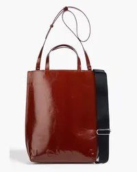 Ganni Embossed faux leather tote - Brown Brown