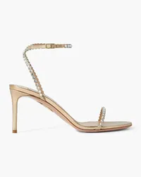 Aquazzura Mini Tequila 75 crystal-embellished metallic leather sandals - Metallic Metallic