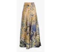 Floral-print silk-gazar maxi skirt - Neutral