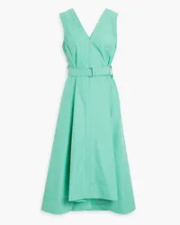 3.1 phillip lim Belted cotton-blend poplin midi dress - Green Green