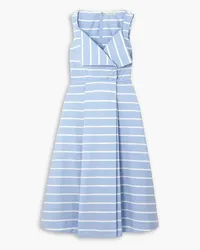 EMILIA WICKSTEAD Hellison striped cotton-poplin midi dress - Blue Blue