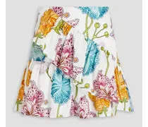 Carmen gathered floral-print cotton mini skirt - White