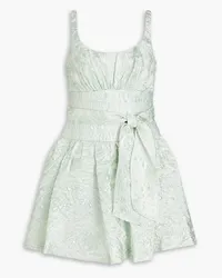 Monique Lhuillier Gathered metallic cloqué mini dress - Green Green