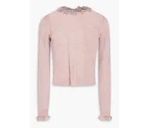 Pointelle-knit metallic jacquard-knit sweater - Pink