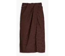 La Jupe Bodri draped zip-detailed jacquard skirt - Brown