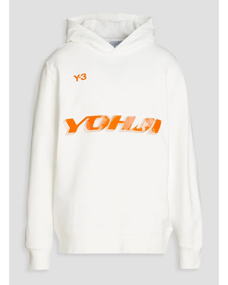 Y-3 Printed French cotton-terry hoodie - White White