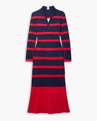 Rosie Assoulin Captain buckled striped neoprene midi dress - Blue Blue