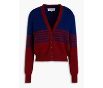 Striped wool and cotton-blend cardigan - Blue