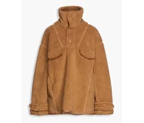 Falon faux leather-trimmed fleece jacket - Brown