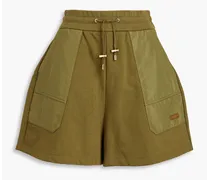 Shell-paneled French cotton-terry shorts - Green