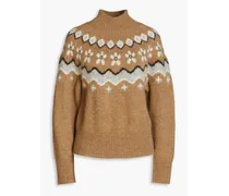 Jacquard-knit alpaca-blend turtleneck sweater - Brown