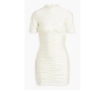 Ruched satin-jersey mini dress - White