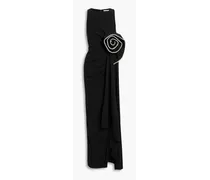 Santiago embellished ruched crepe gown - Black