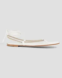 Gianvito Rossi Chain-embellished leather sandals - White White