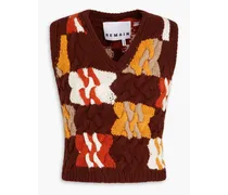 Cable-knit wool-blend vest - Red
