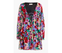 Brynn shirred floral-print cotton and silk-blend voile mini dress - Multicolor