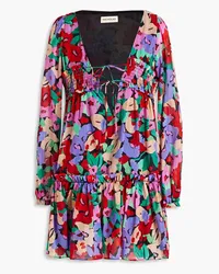 NICHOLAS Brynn shirred floral-print cotton and silk-blend voile mini dress - Multicolor Multicolor