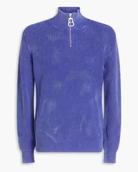 J.W.Anderson Faded ribbed cotton half-zip sweater - Blue Blue