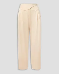 Blazé Milano Basque pleated satin-crepe straight-leg pants - White White