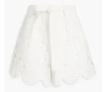 Scalloped guipure lace shorts - White