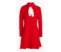 Pussy-bow crepe mini dress - Red