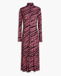 Proenza Schouler Zebra-print stretch-jersey turtleneck midi dress - Pink Pink