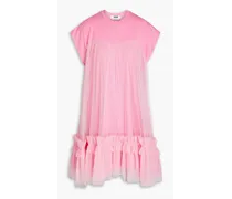 Tiered tulle and cotton-jersey mini dress - Pink