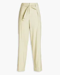 Rag & Bone Belted pleated linen-blend straight-leg pants - Green Green