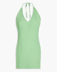 GAUGE81 Ribbed-knit halterneck mini dress - Green Green