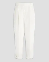 Brunello Cucinelli Ribbed linen and cotton-blend tapered pants - White White