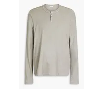Slub cotton-jersey Henley T-shirt - Gray