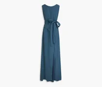Wrap-effect cady gown - Blue