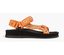 Nelias eyelet-embellished leather slingback sandals - Orange