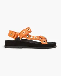 Sandro Eyelet-embellished leather slingback sandals - Orange Orange