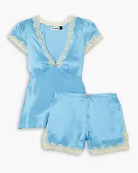 RIXO Maddy lace-trimmed cotton and silk-blend satin pajama set - Blue Blue