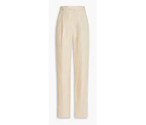 Cornelia pinstriped linen tapered pants - Neutral