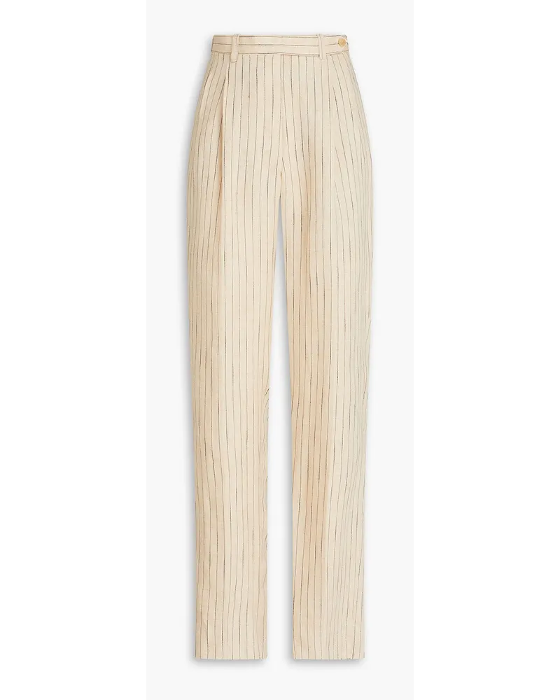 Giuliva Heritage Collection Cornelia pinstriped linen tapered pants - Neutral Neutral