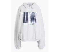 Printed cotton-fleece half-zip sweatshirt - Gray