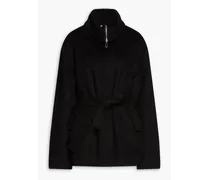 Lukas belted wool-felt coat - Black