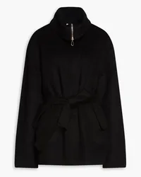 Sandro Belted wool-felt coat - Black Black