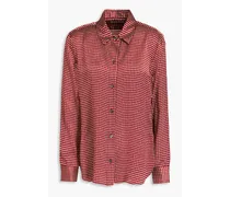 Leema printed silk-satin shirt - Red