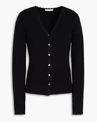 Vince Ribbed bouclé-knit linen-blend cardigan - Black Black