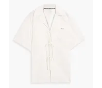 Tie-front satin-jacquard shirt - White