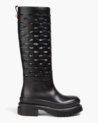 Valentino Garavani Roman Stud laser-cut leather knee boots - Black Black